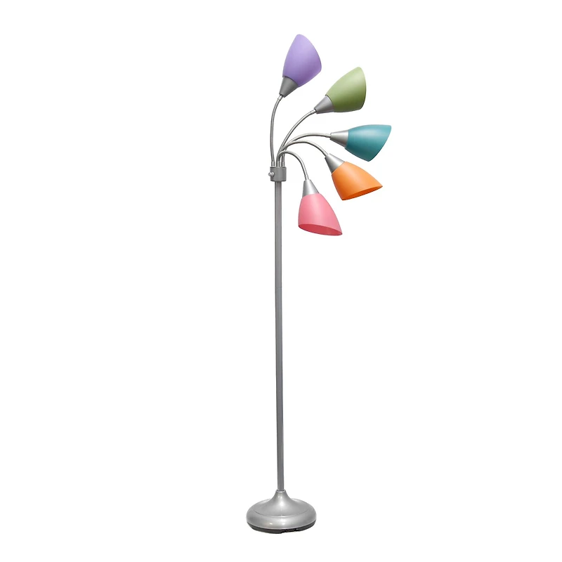 Simple Designs™ 5.6ft. 5-Light Gooseneck Silver Floor Lamp