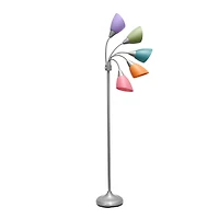 Simple Designs™ 5.6ft. 5-Light Gooseneck Silver Floor Lamp