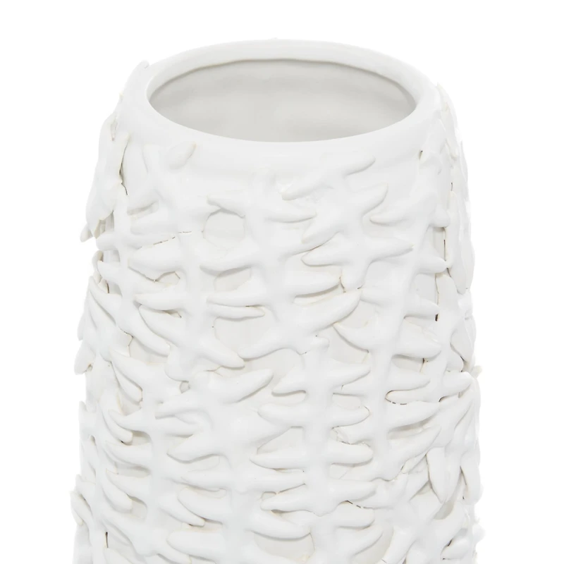 White Ceramic Contemporary Vase, 17" x 6" x 6"
