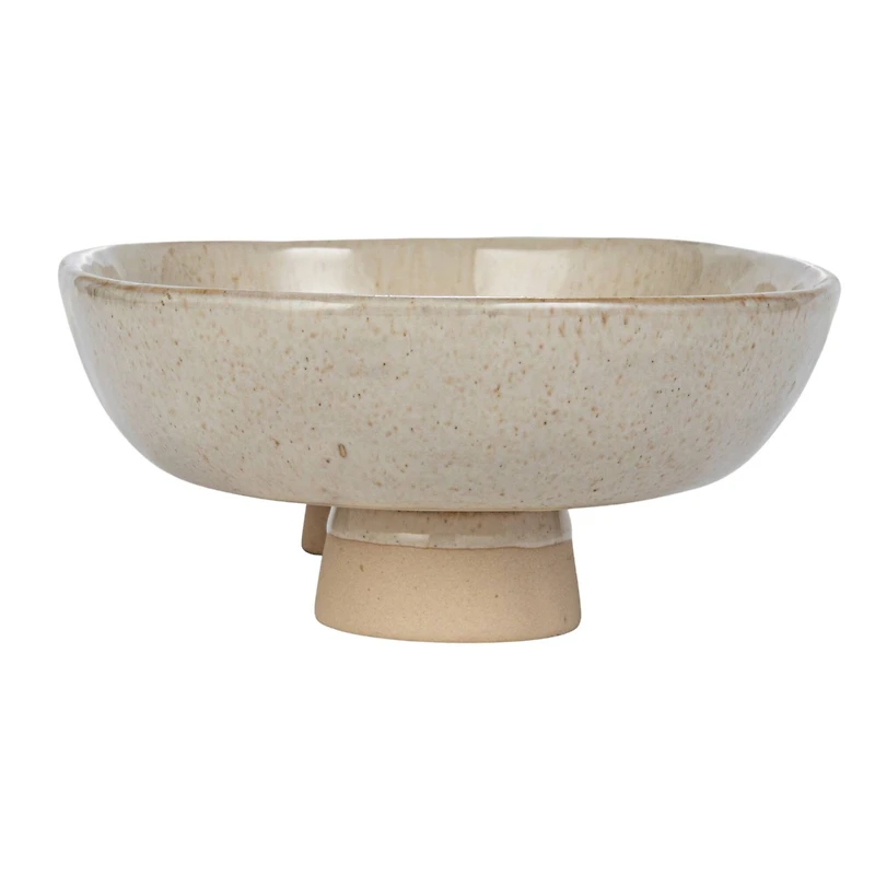 Hello Honey® 9.25" Cream Stoneware Oval Platter with Oversized Feet