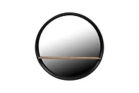 Hello Honey® Modern Round Metal Framed Wall Mirror with Shelf
