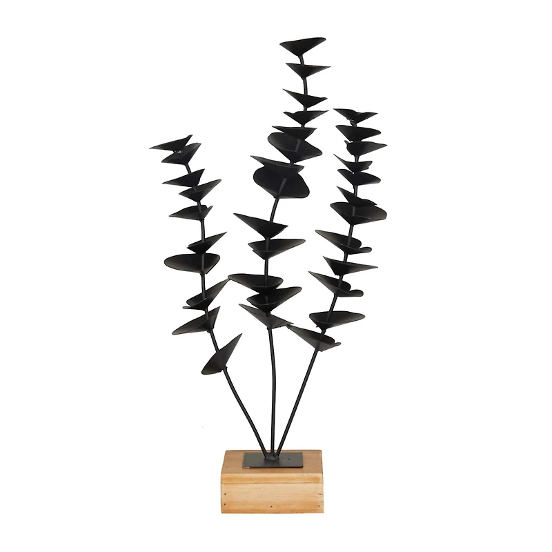 Black Metal Contemporary Floral Sculpture 18" x 9" x 4"