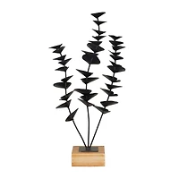 Black Metal Contemporary Floral Sculpture 18" x 9" x 4"