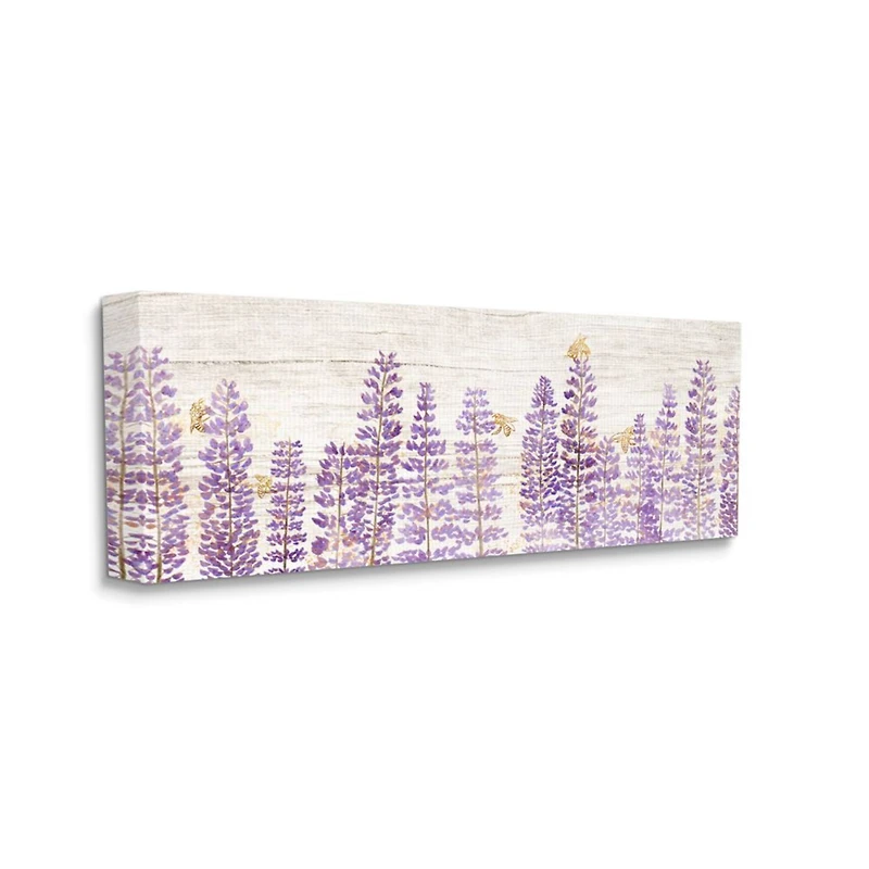 Stupell Industries Rustic Purple Lilac Florals and Honey Bees Canvas Wall Art