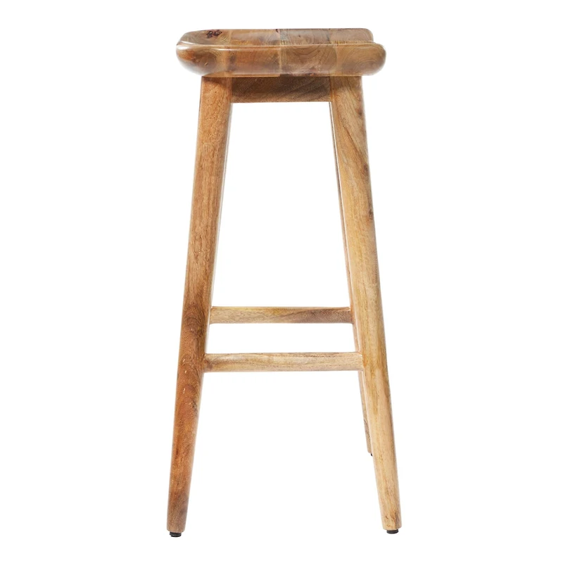 Brown Wood Contemporary Stool, 30" x 17" x 14"