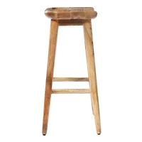 Brown Wood Contemporary Stool, 30" x 17" x 14"