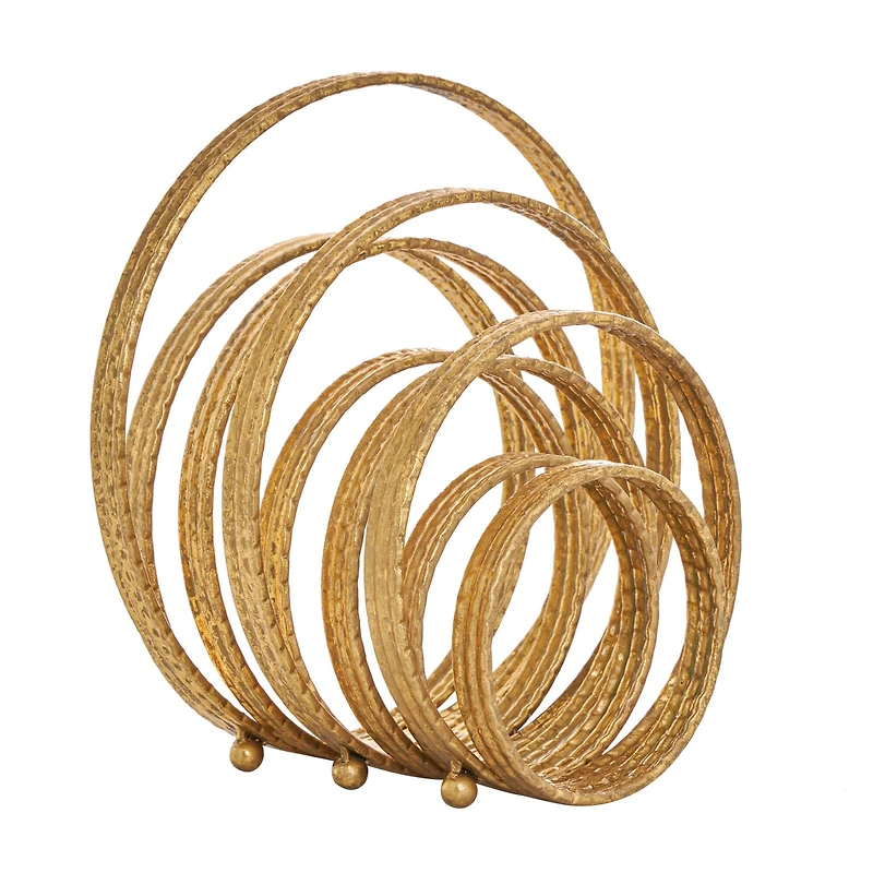 Gold Metal Geometric Layered Ring Sculpture Set