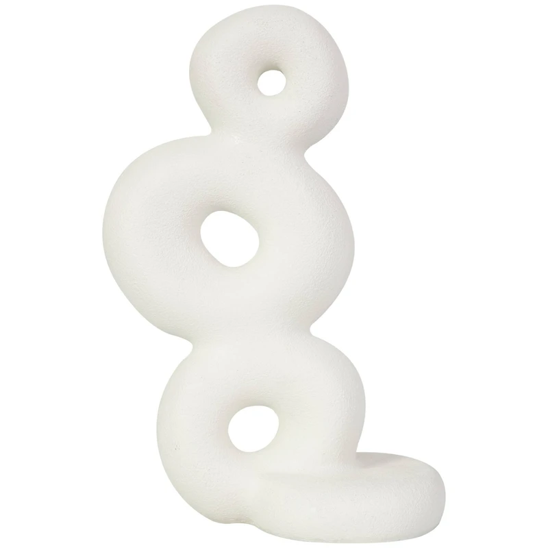 14" White Abstract Stacked Circle Ring Sculpture