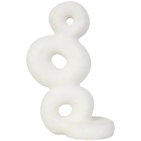 14" White Abstract Stacked Circle Ring Sculpture