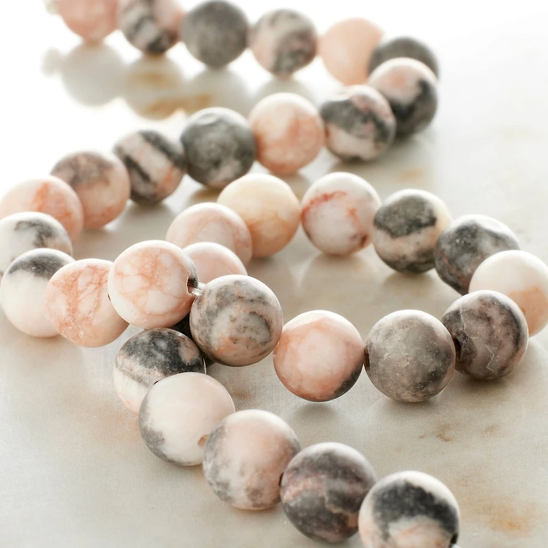 Pink & Gray Mix Agate Round Beads, 8mm by Bead Landing™