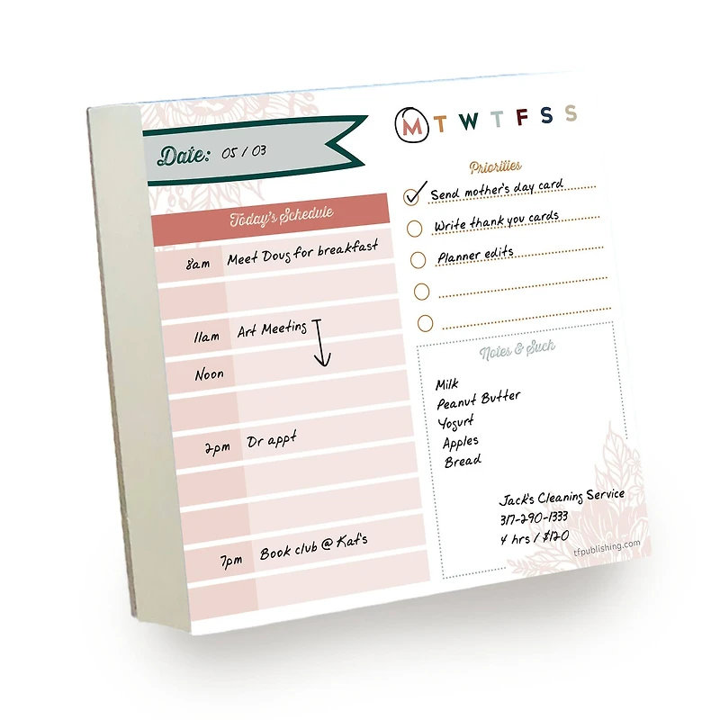 TF Publishing Undated Boho Daily Note Block Desktop