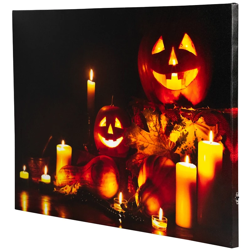 Halloween Harvest Jack-o-Lanterns LED Canvas Wall Art