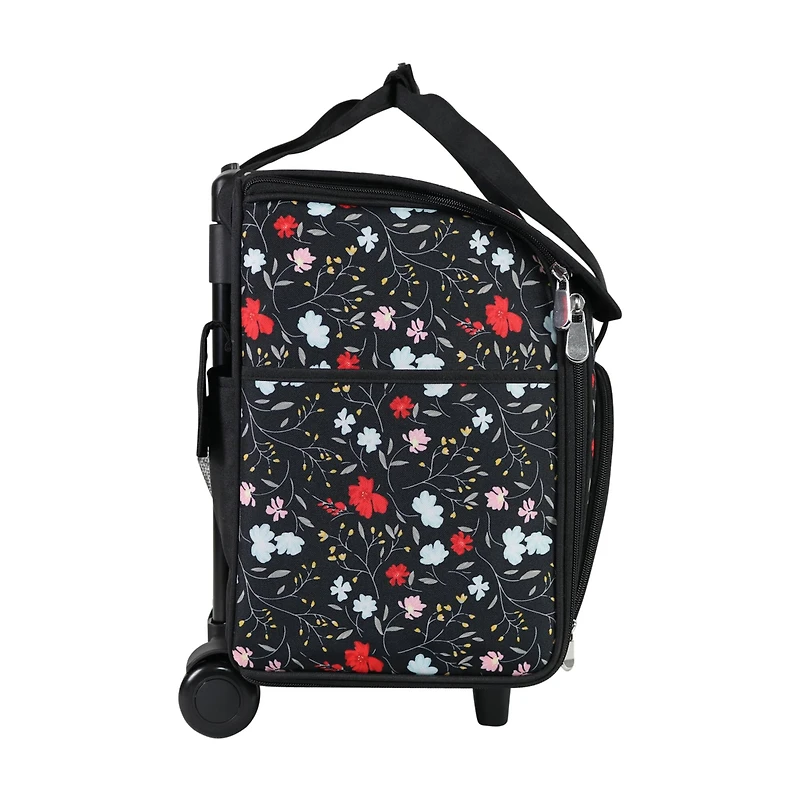 Everything Mary Black Floral Teacher Rolling Tote