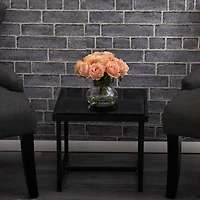 11" Peach Rose Arrangement with Clear Glass Vase