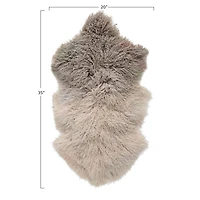 Hello Honey® Gray & Off White Dip Dye Tibetan Lamb Fur Rug, 35" x 20"