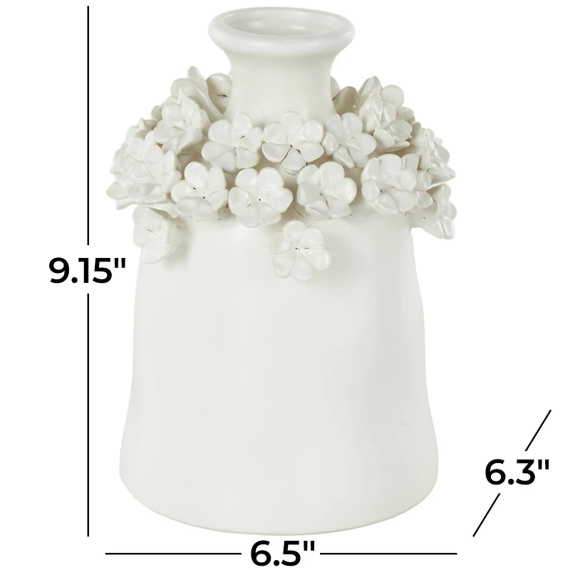 9" White Flower Decorative Ceramic Vase