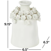9" White Flower Decorative Ceramic Vase