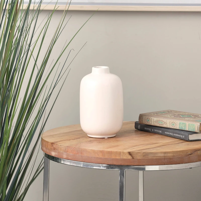 8" Cream Ceramic Minimalistic Vase