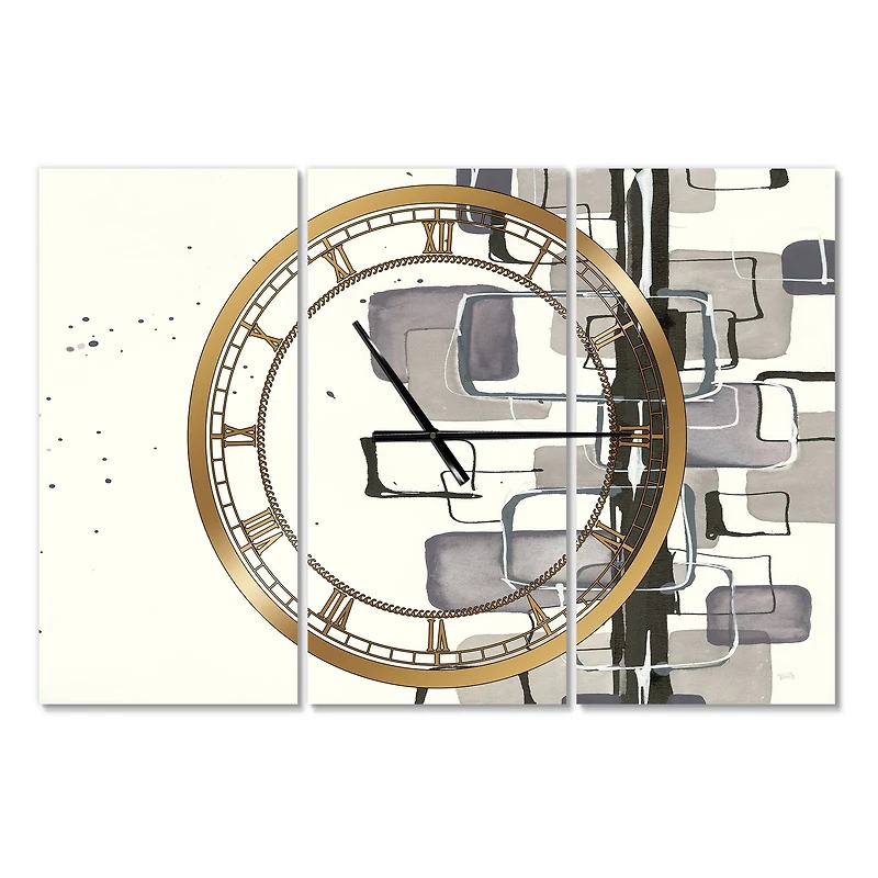 Designart Glam Dancing Shape III Modern 3 Panel Wall Clock