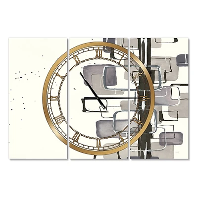 Designart Glam Dancing Shape III Modern 3 Panel Wall Clock