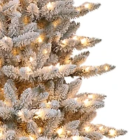 4.5ft. Pre-Lit Slim Flocked Fraser Fir Artificial Christmas Tree, Clear Lights