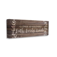 Stupell Industries Faith Family Friends Quote Wood Pattern Rustic Phrase Canvas Wall Art