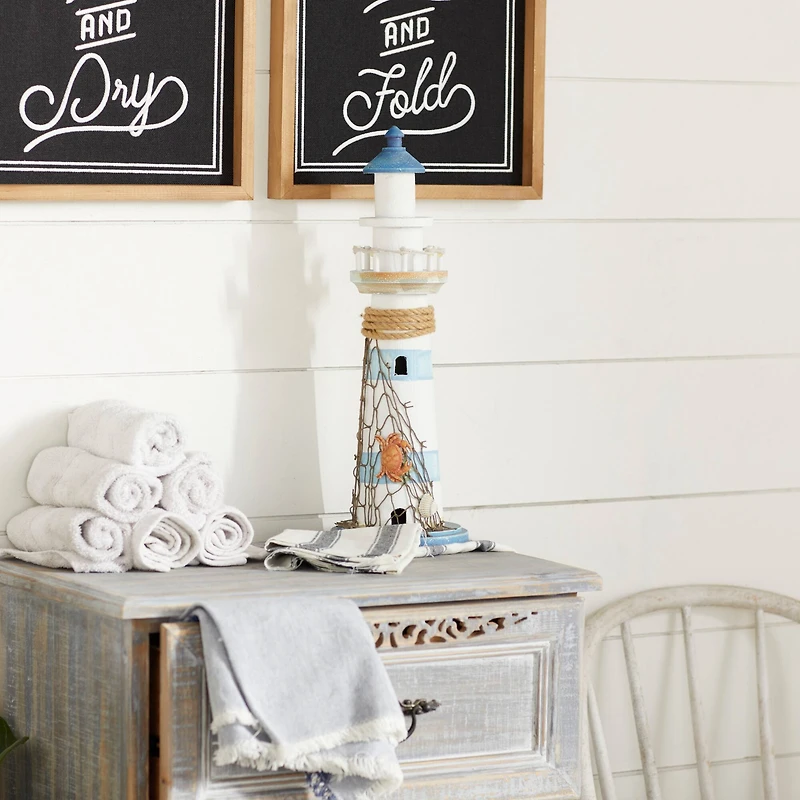 16" Wood Lighthouse Table Accent