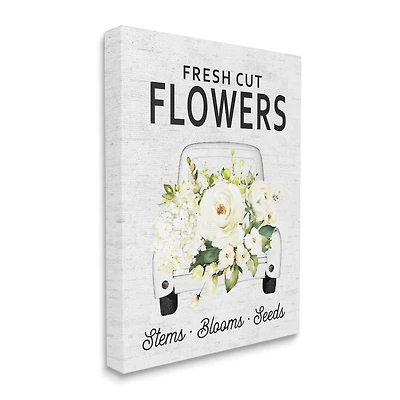Stupell Industries Fresh Cut Flowers Sign Quaint Country Truck Canvas Wall Art