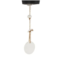 31" Handmade Black Ceramic Bell Windchime with Cascading White Disks