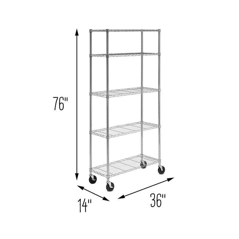 Honey Can Do 5-Tier Chrome Shelving Unit with Casters