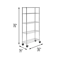 Honey Can Do 5-Tier Chrome Shelving Unit with Casters