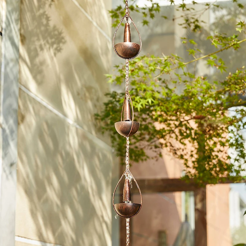Glitzhome® 8.5ft. Copper Bowl & Bell Shaped Rain Chain