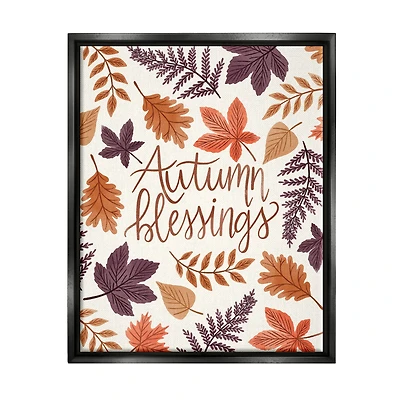 Stupell Industries Autumn Blessings Fern Leaves Nature Framed Floater Canvas Wall Art