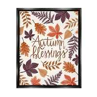 Stupell Industries Autumn Blessings Fern Leaves Nature Framed Floater Canvas Wall Art