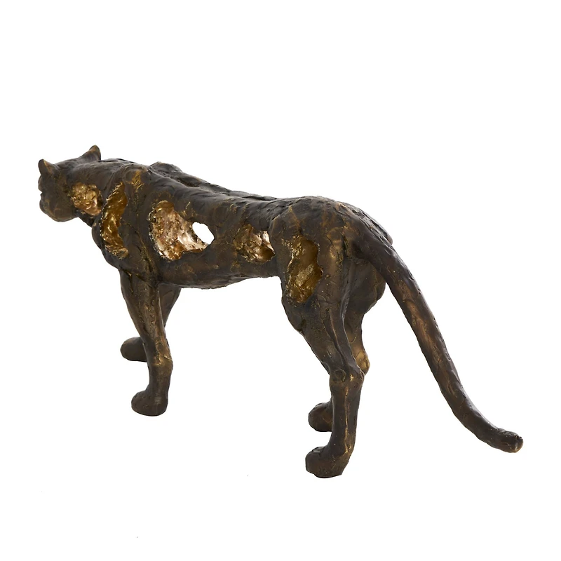 19" Bronze Leopard Distressed Textured Sculpture