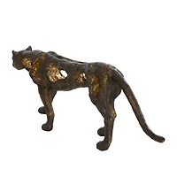 19" Bronze Leopard Distressed Textured Sculpture