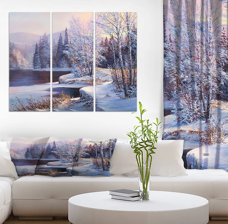 Designart - Christmas Forest - Digital Art on Wrapped Canvas set