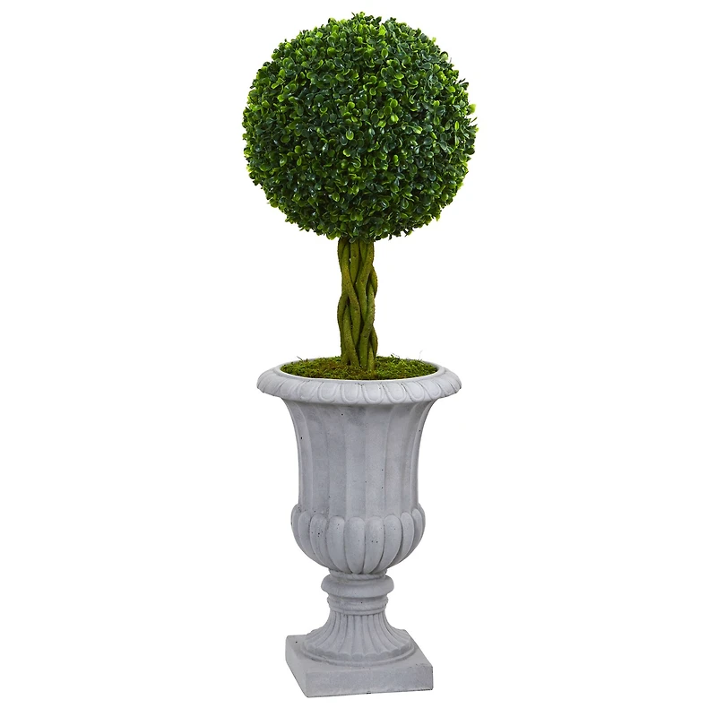 3ft. Braided Boxwood Topiary Tree in Gray Urn