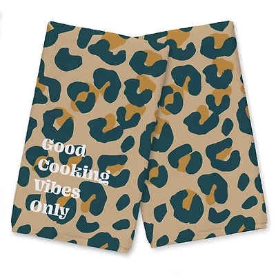 Good Cooking Vibes Only Leopard Tea Towel Set