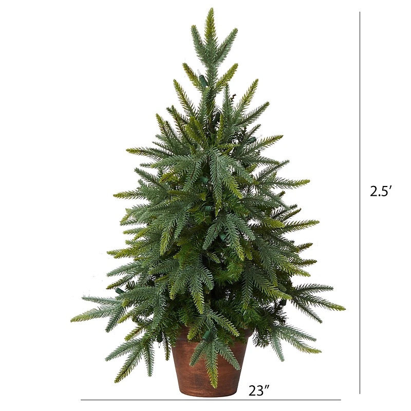 2.5ft. Pre-Lit Christmas Tree with Planter, Clear Lights