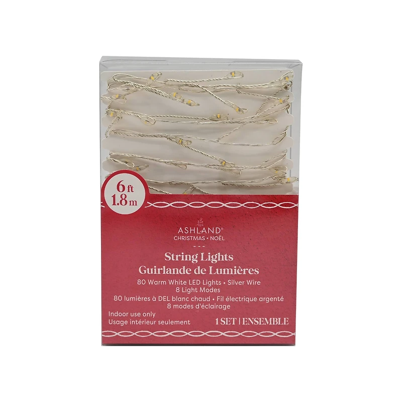 80ct. Warm White LED Firecracker String Lights on Silver Wire by Ashland®