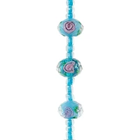 12 Pack: Aqua Floral Lampwork Glass Rondelle Beads, 11mm by Bead Landing™