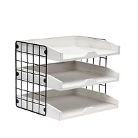Elegant Designs Whitewash Wood Desk Organizer Letter Tray with 3 Shelves