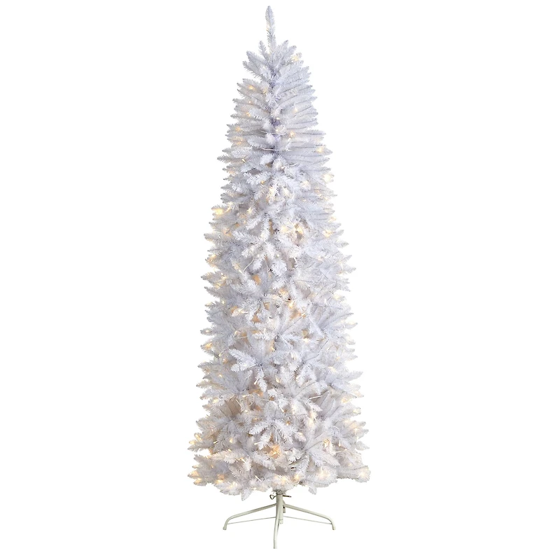 7ft. Pre-Lit White Artificial Christmas Tree, Warm White LED Lights
