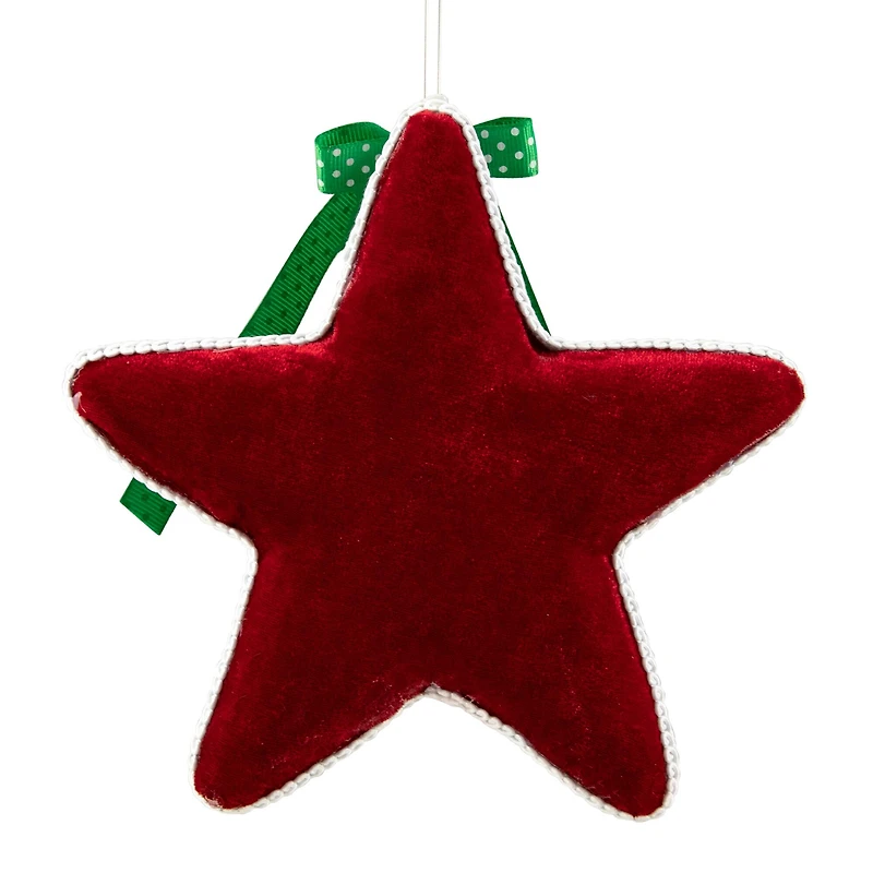 Plush Peppermint Star Christmas Ornament - 8" - Red and Green