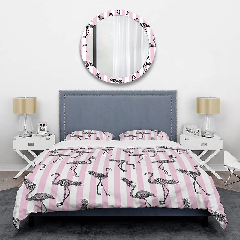 Designart 'Flamingo on Pink' Mid-Century Duvet Cover Set