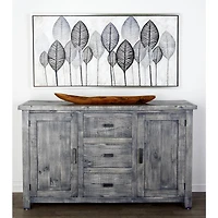 White & Gray Contemporary Leaf Framed Wall Art
