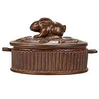 Hello Honey® Matte Brown Stoneware Baker with Rabbit Design