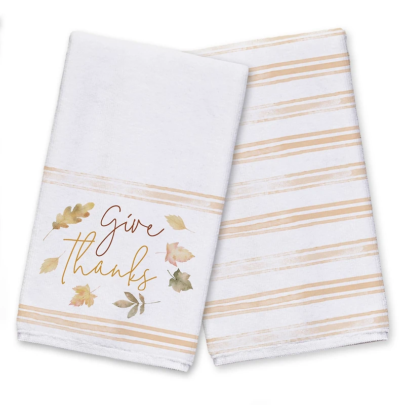 Give Thanks Leaves Tea Towel Set