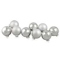 10ct. 1.75" Silver Shiny and Matte Glass Ball Christmas Ornaments